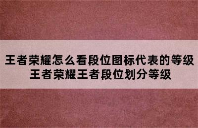 王者荣耀怎么看段位图标代表的等级 王者荣耀王者段位划分等级